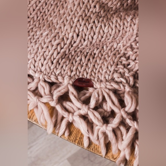 Wool Handmade Knitted Blanket - 60x48 - Color - Latte - Picture 3 of 5